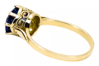 Saphir Or jaune 14 carats Anneau Style vintage vrc366y